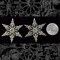 Antiqued Silver Plated Brass Star Shaped Floral Pendant Wraps - Set of Two - S-W28